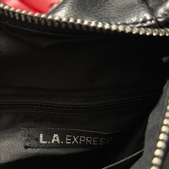 LA Express Black faux Leather Bag with Silver Accents - Picture 2 of 7